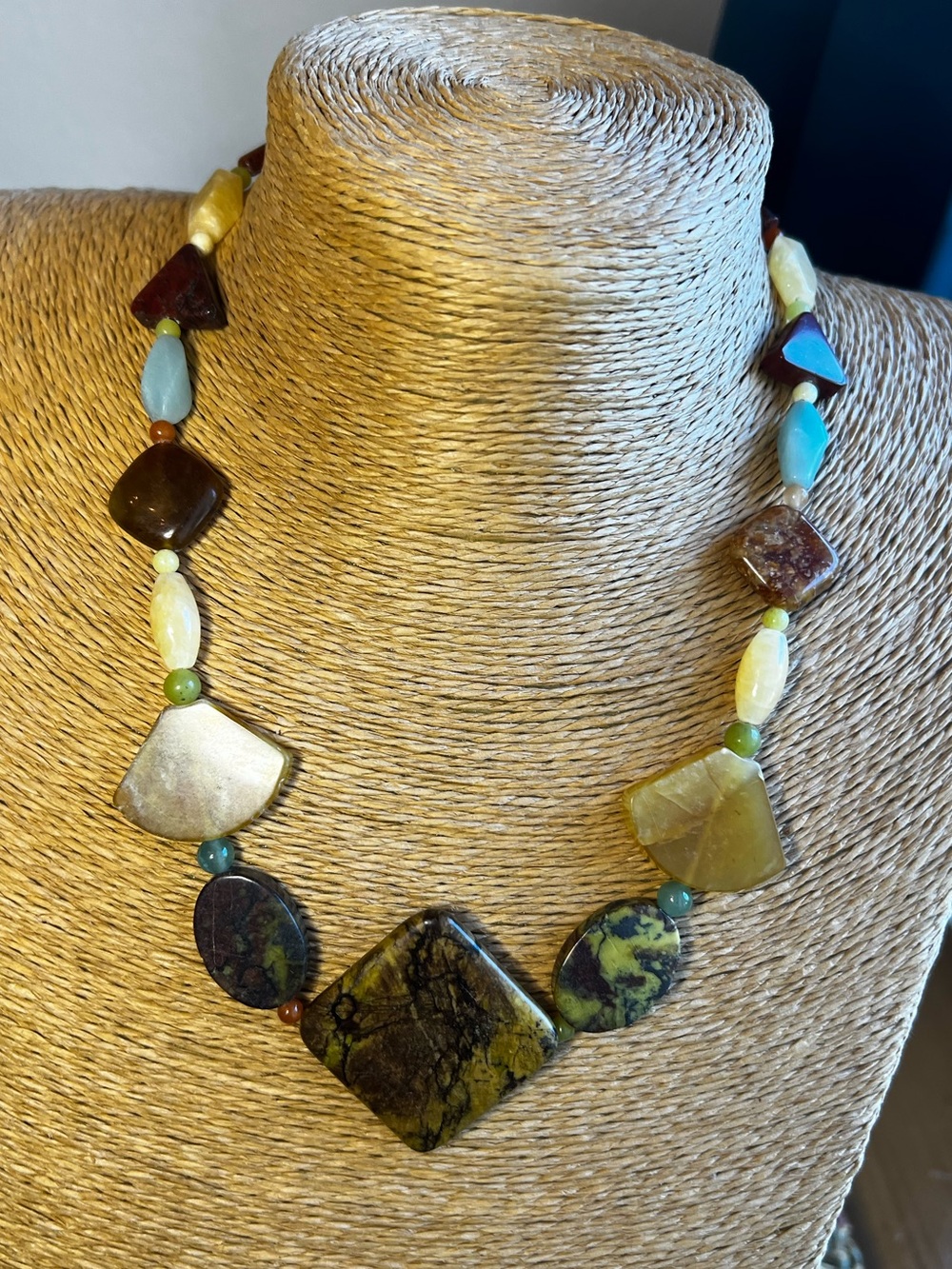 Jay King Mine Finds DTR 925 Sterling Flat Jasper And Mixed Stone Necklace 17-21"